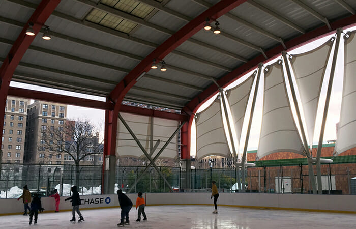 The rink at Manhattan's Riverbank State Park stays open through March.