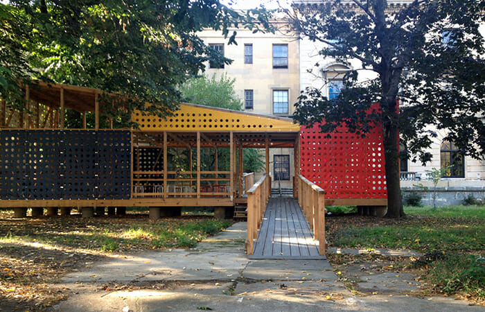 "Superpuesto," by Terence Gower, is located in the Andrew Freedman Home Garden at 1125 Grand Concourse in the Bronx and is on view until November 16, 2014.
